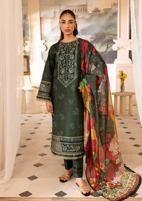 Farasha Seraya Emb Lawn'24 D-06 JADE - Mohsin Saeed Fabrics