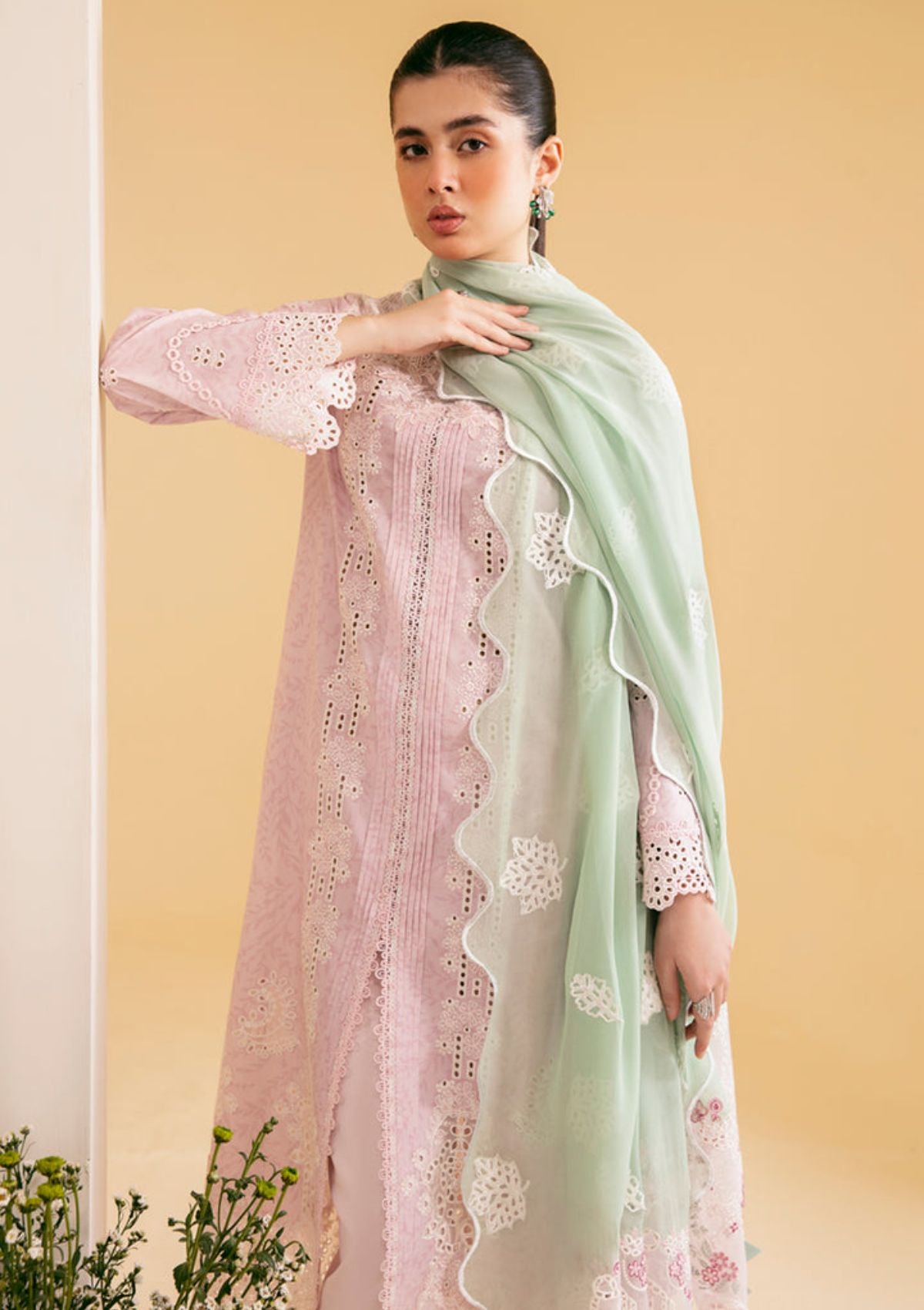 Qalamkar Qlinekari Luxury Lawn'24 SQ-02 ASEMA - Mohsin Saeed Fabrics