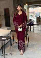 Sidra Fahad Velvet'25 SF - 293  Maroon