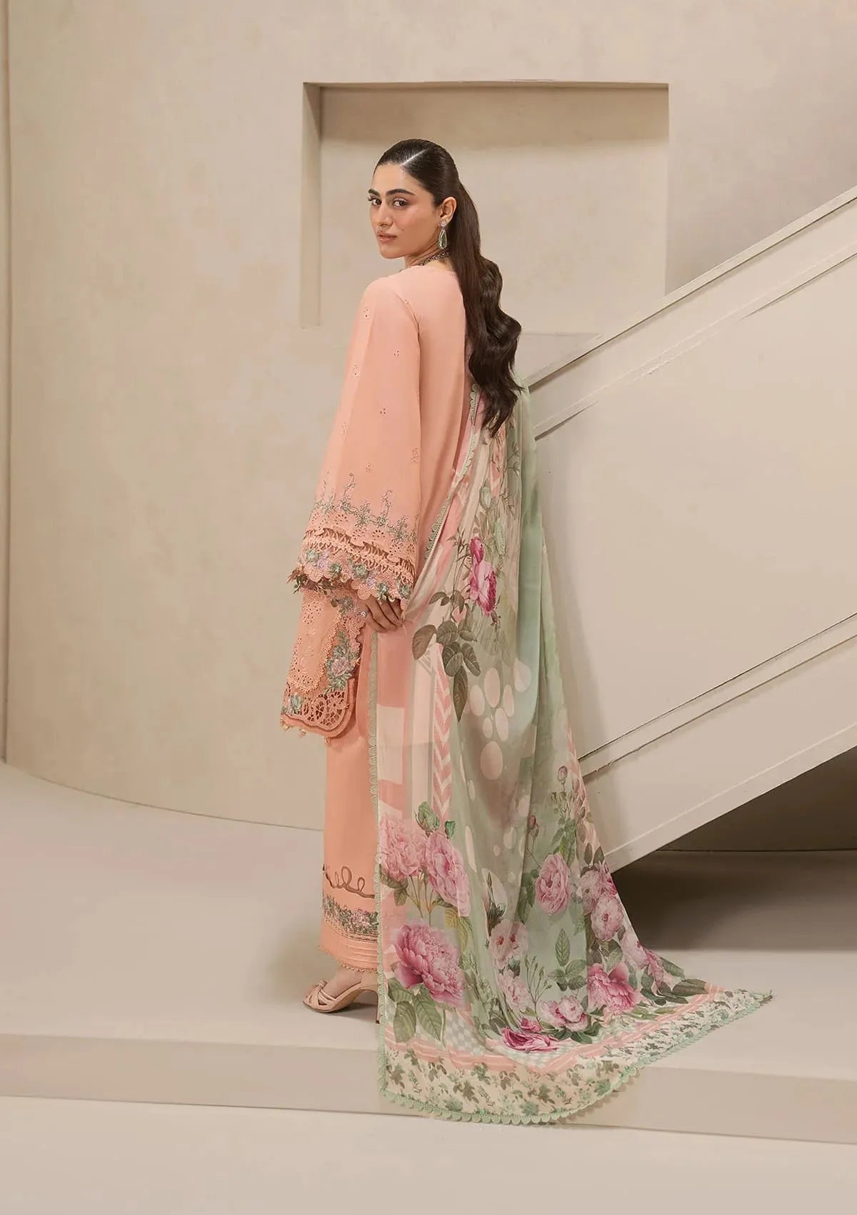 Elaf E-Craft Chikankari Lawn'26 EHC-3B DUSTROSE