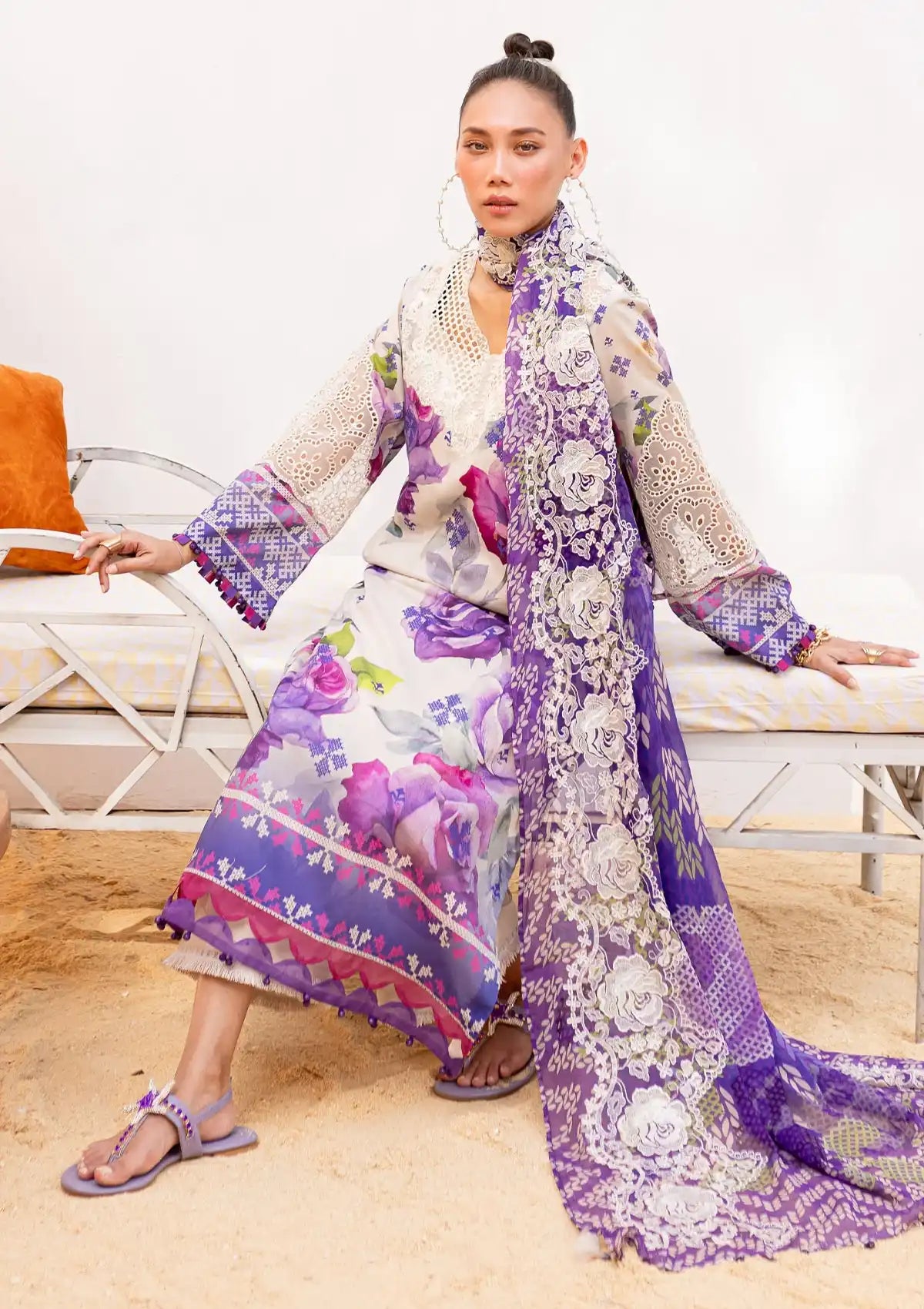 Nureh Gardenia Emb Lawn'24 NS-138-A - Mohsin Saeed Fabrics