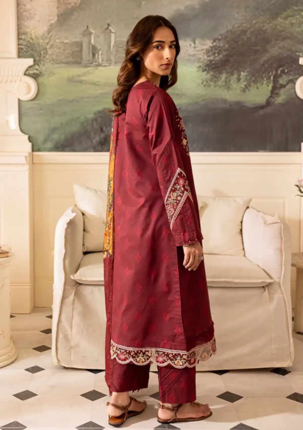Farasha Seraya Emb Lawn'24 D-03 AMY - Mohsin Saeed Fabrics