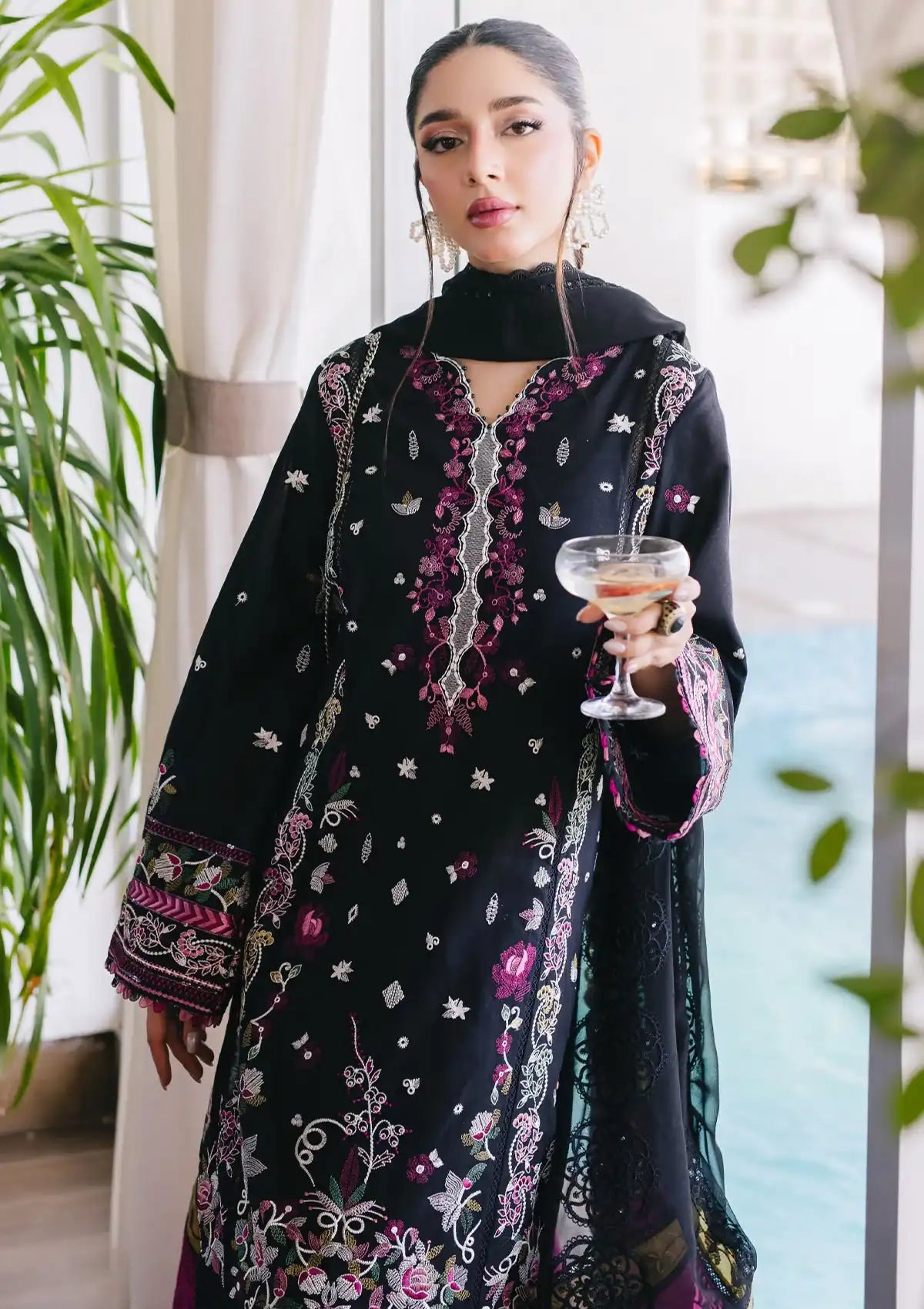 Nureh Eid Escape Luxury Lawn'24 NE-88 BOTANICA - Mohsin Saeed Fabrics