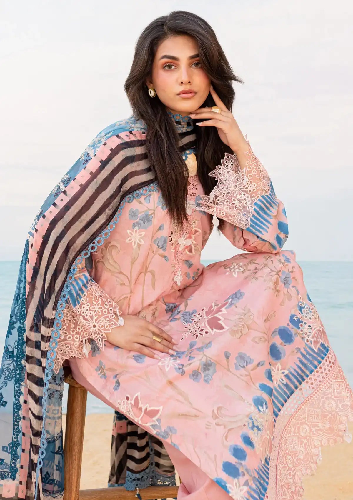 Nureh Gardenia Emb Lawn'24 NS-132-A - Mohsin Saeed Fabrics