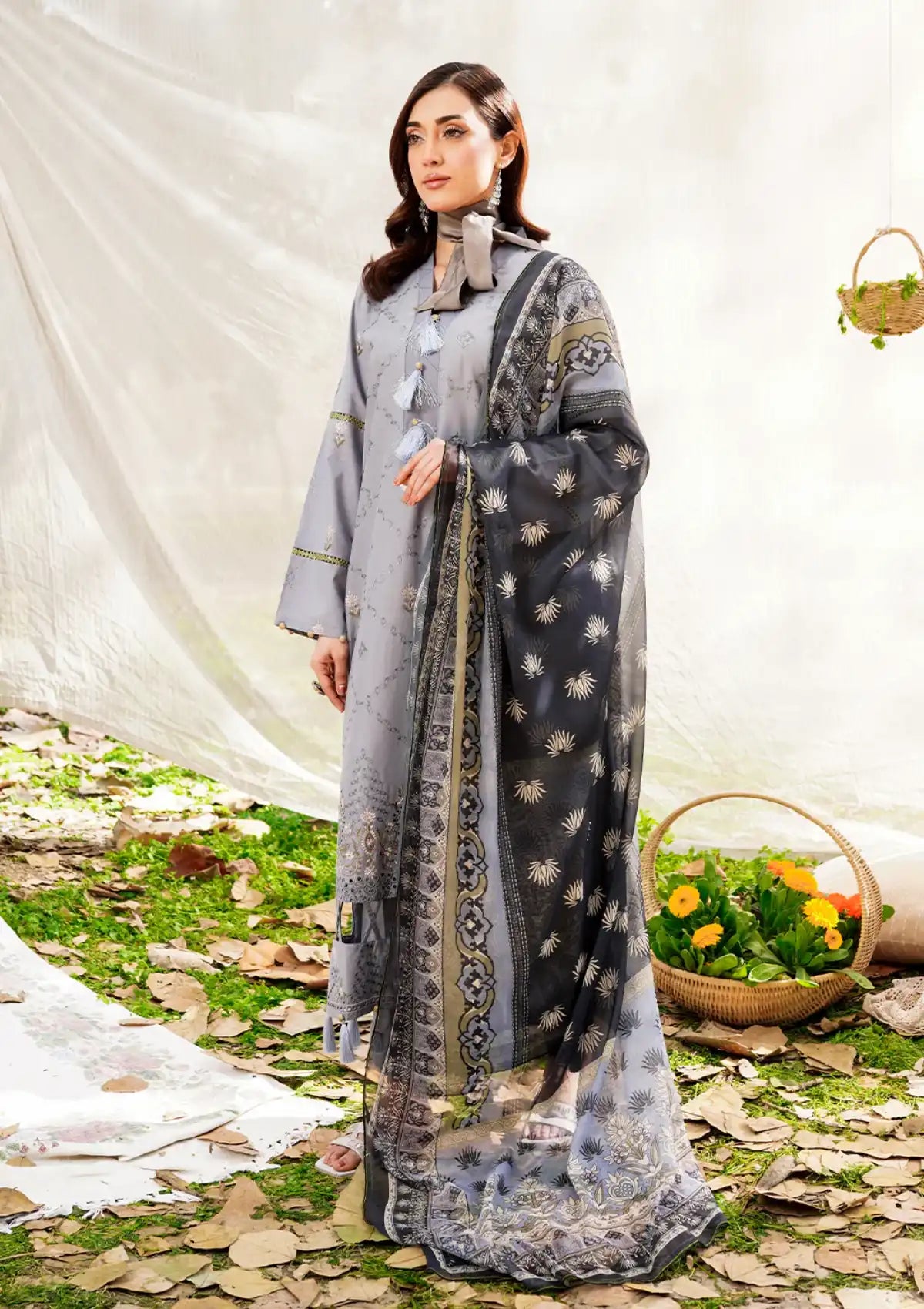 Safwa Skye Emb Lawn'24 Vol-01 SKY-01 - Mohsin Saeed Fabrics