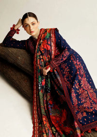 Hussain Rehar Winter Shawl Khaddar'23 Cerulean - Mohsin Saeed Fabrics