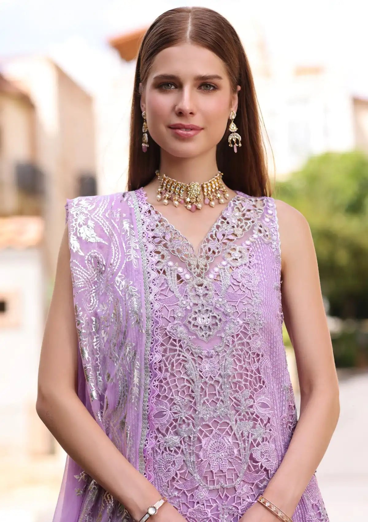 Noor by Saadia Asad Laserkari Chiffon'23 D-06 (NURA) - Mohsin Saeed Fabrics