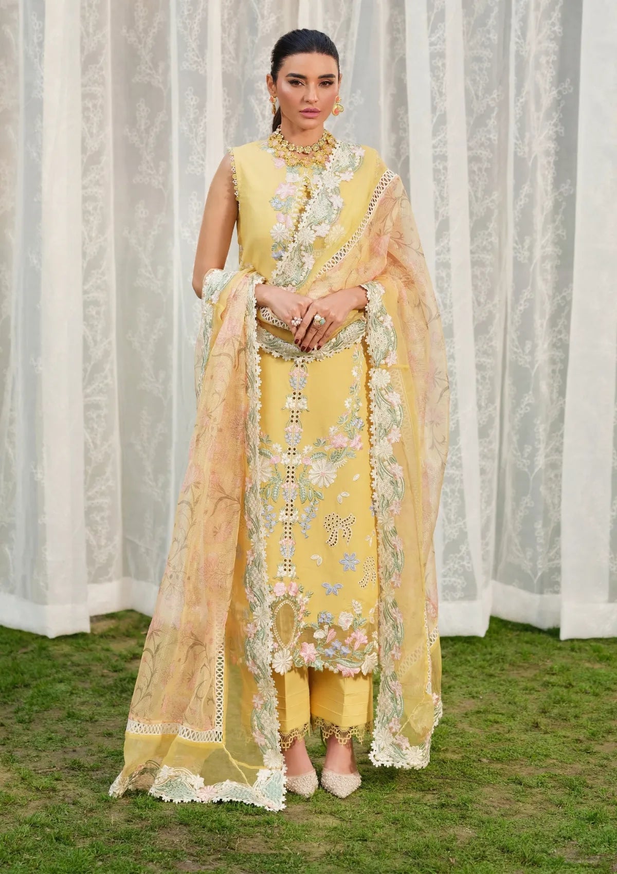 Maryam Hussain Luxury Lawn'26 D-06 Sunflower