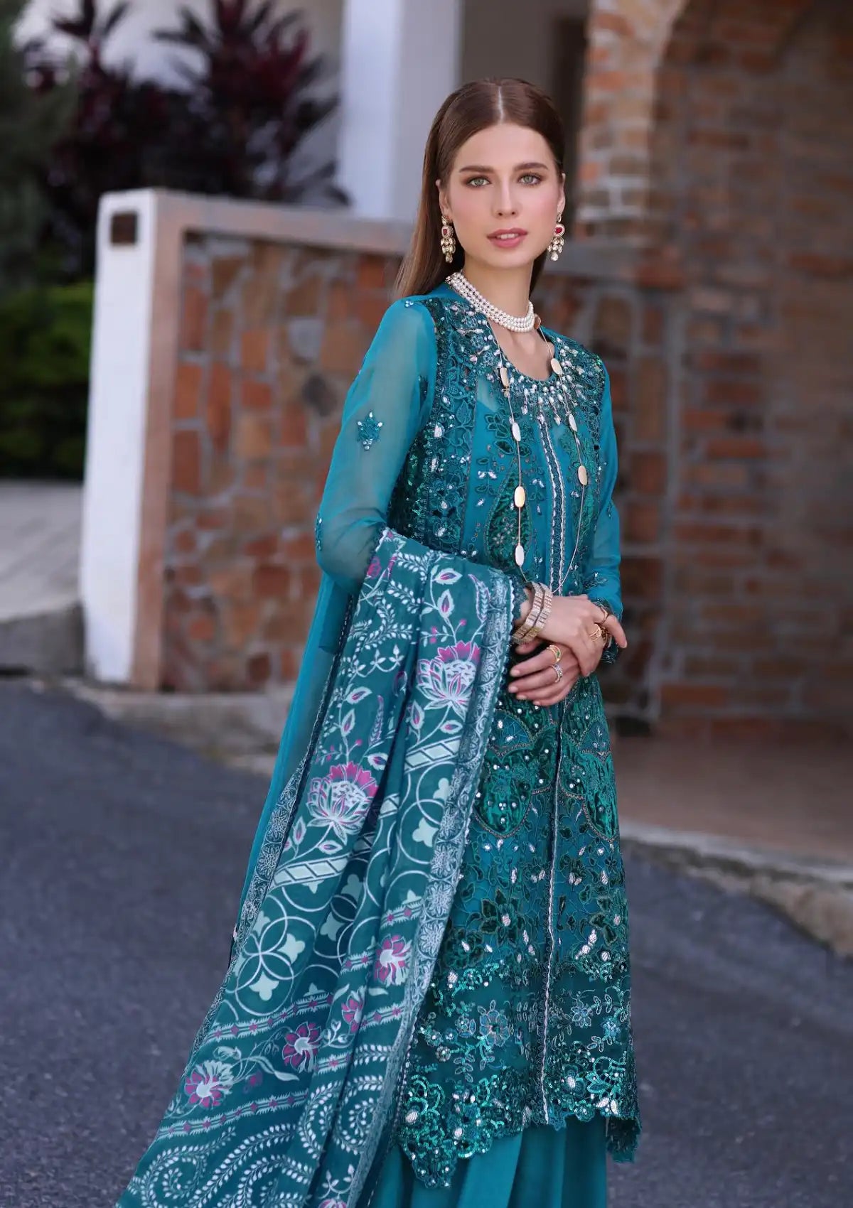 Noor by Saadia Asad Laserkari Chiffon'23 D-08 (ZARISH) - Mohsin Saeed Fabrics