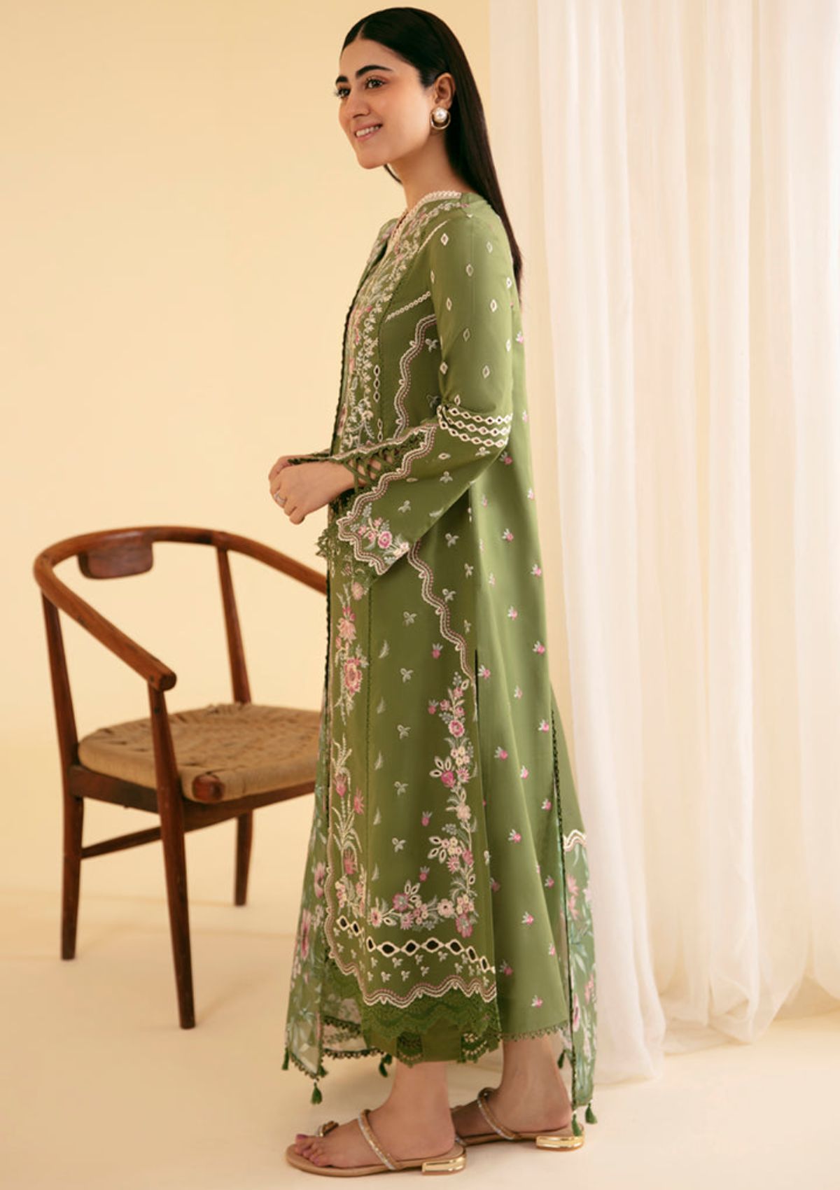 Qalamkar Qlinekari Luxury Lawn'24 SQ-14 SEMAL - Mohsin Saeed Fabrics