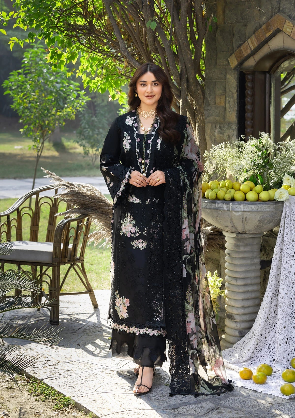 Elaf Luxury Lawn'26 ELY-2B MIDNIGHT BLOSSOM