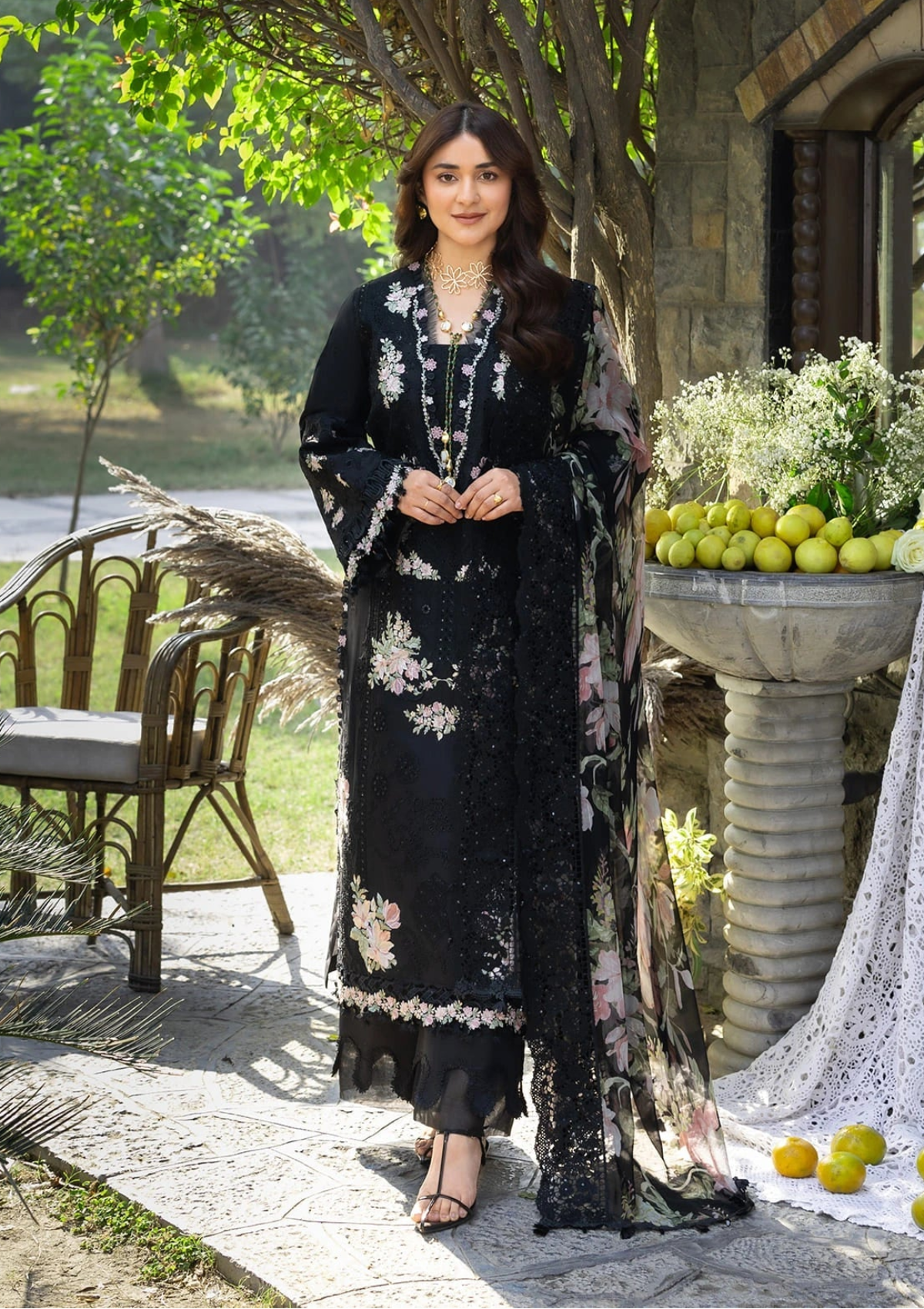 Elaf Luxury Lawn'26 ELY-2B MIDNIGHT BLOSSOM