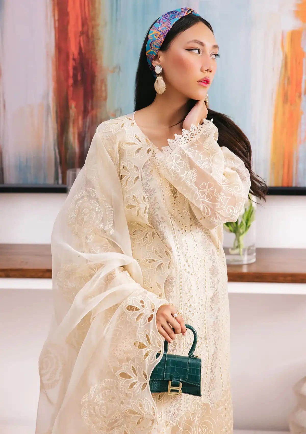 Nureh Eid Escape Luxury Lawn'24 NE-92 AMELFIE - Mohsin Saeed Fabrics