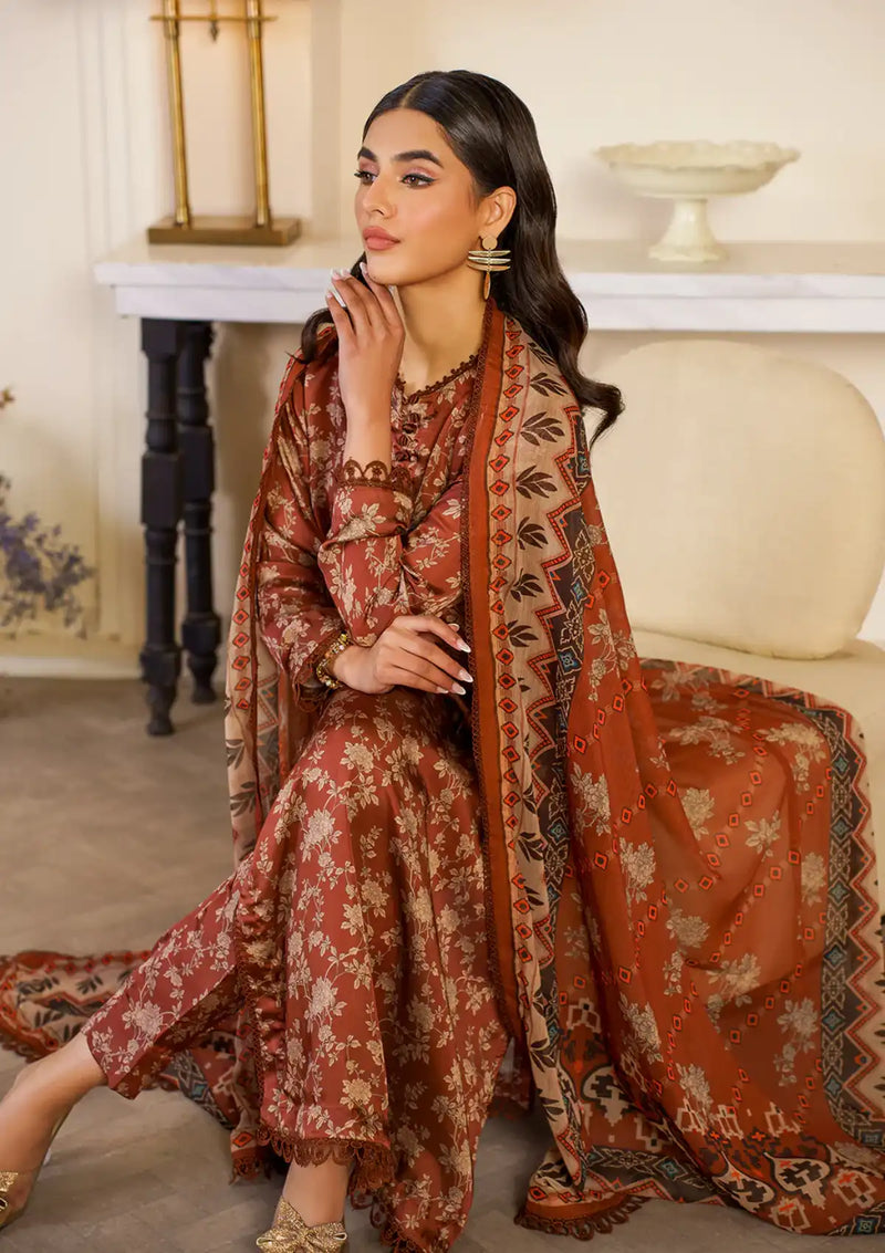 Zarif Printed Silk'24 ZSP-06 Bronze - Mohsin Saeed Fabrics