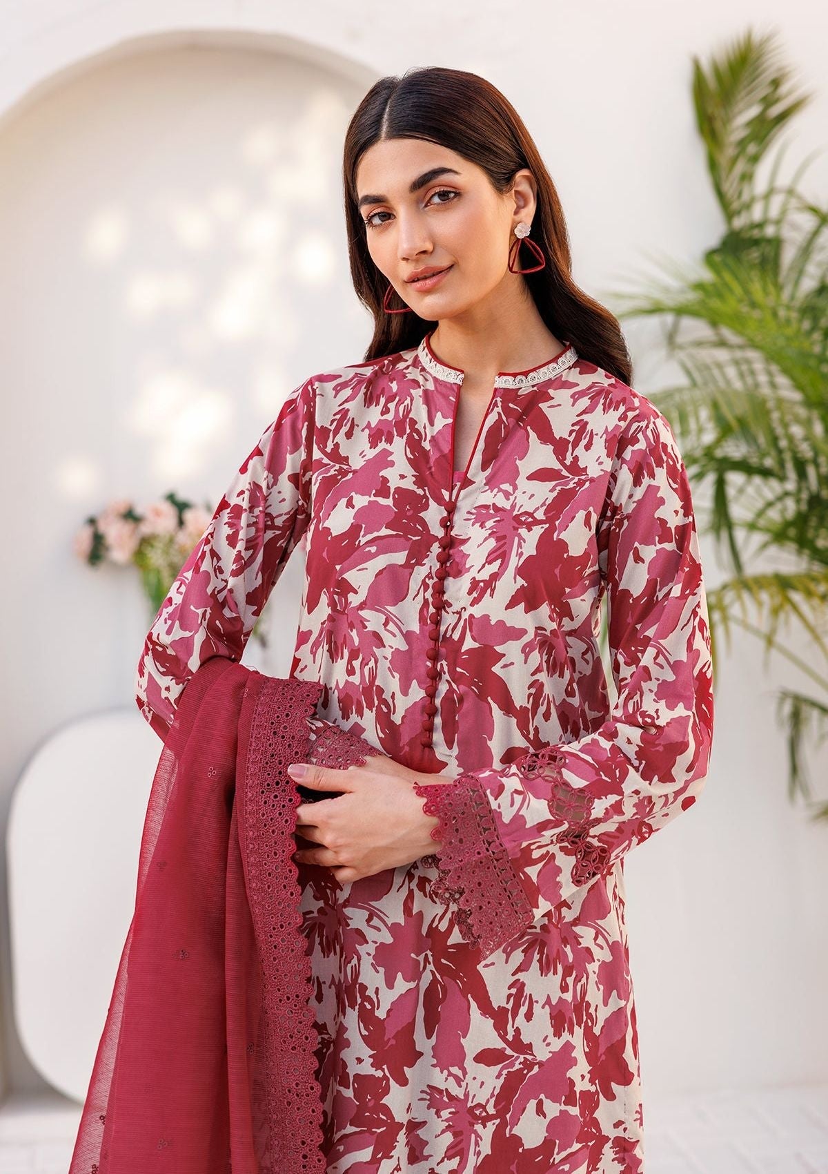 Farasha Printed Lawn'24 Jasmine Rose - Mohsin Saeed Fabrics