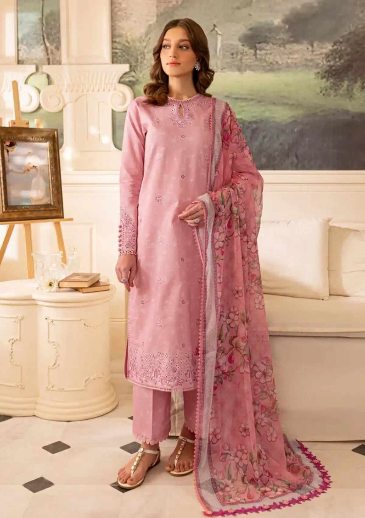 Farasha Seraya Emb Lawn'24 D-04 DAISY - Mohsin Saeed Fabrics