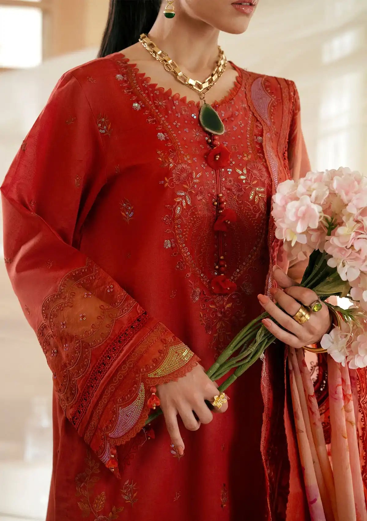 Nureh Maya Embroidered Lawn'24 NS-142 - Mohsin Saeed Fabrics