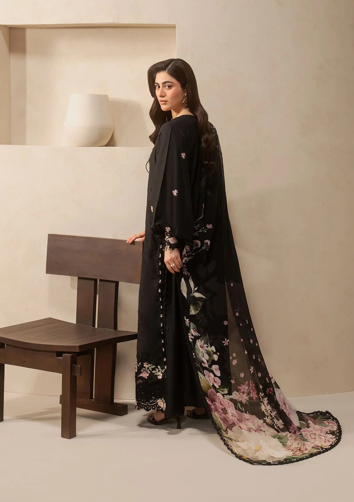 Elaf E-Craft Chikankari Lawn'26 EHC-5A CHARCOAL
