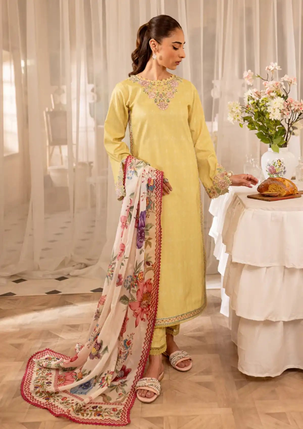 Farasha Seraya Emb Lawn'24 D-05 FERN - Mohsin Saeed Fabrics