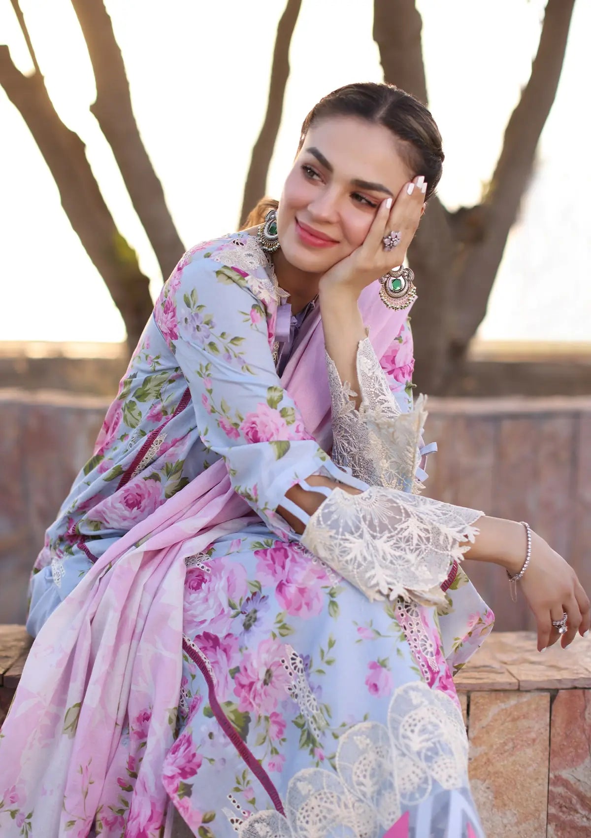 Elaf Print Chikankari Lawn'24 ECK-04A OCEAN BLOSSOMS - Mohsin Saeed Fabrics