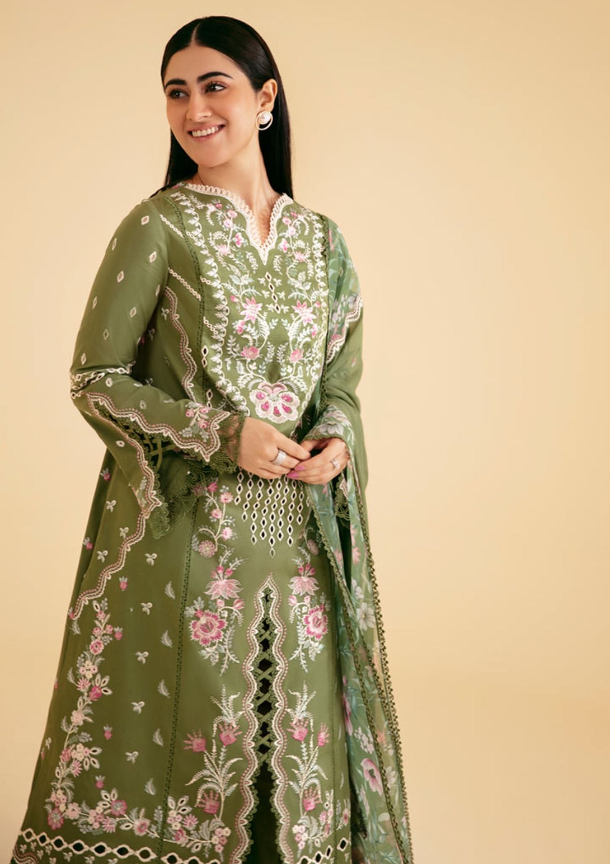 Qalamkar Qlinekari Luxury Lawn'24 SQ-14 SEMAL - Mohsin Saeed Fabrics