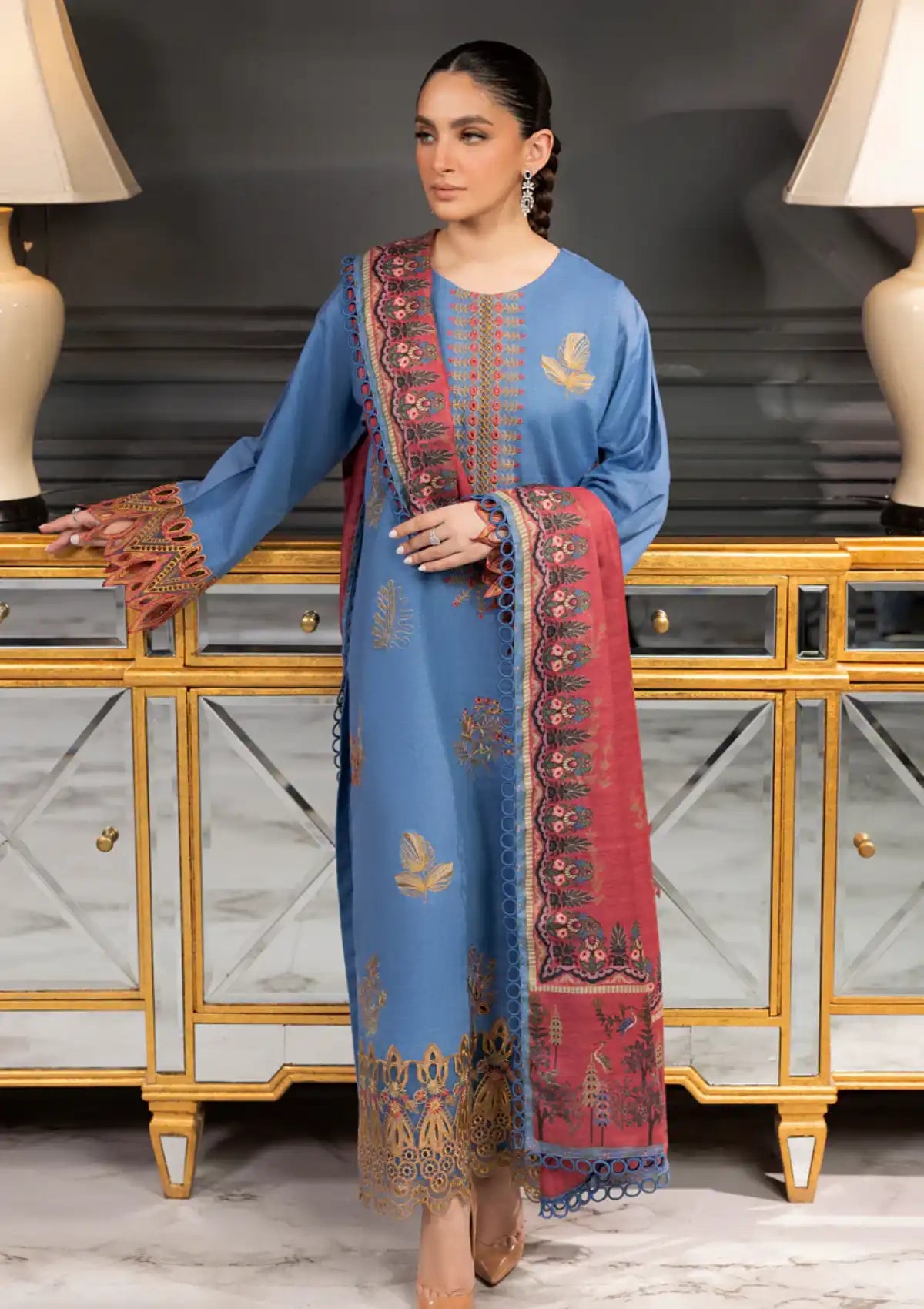 Rang Rasiya Carnation Khaddar'23 D-05 MALAHA - Mohsin Saeed Fabrics