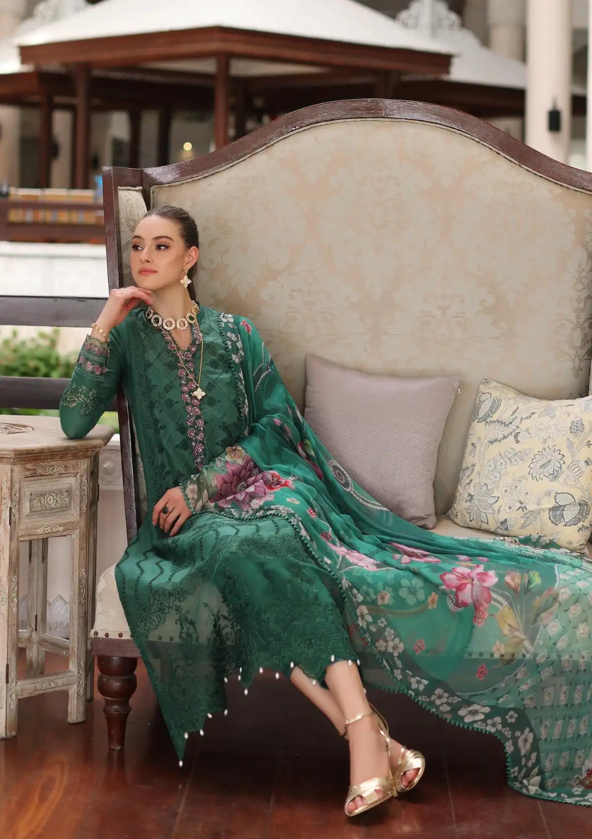 Noor Luxury Chikankari Lawn'24 D-04A - Mohsin Saeed Fabrics
