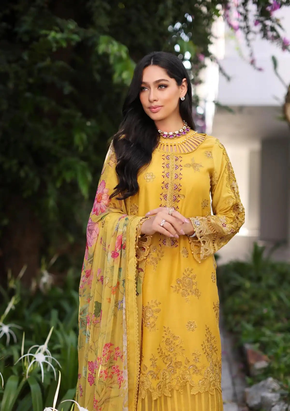 Noor Luxury Chikankari Lawn'24 D-08B - Mohsin Saeed Fabrics