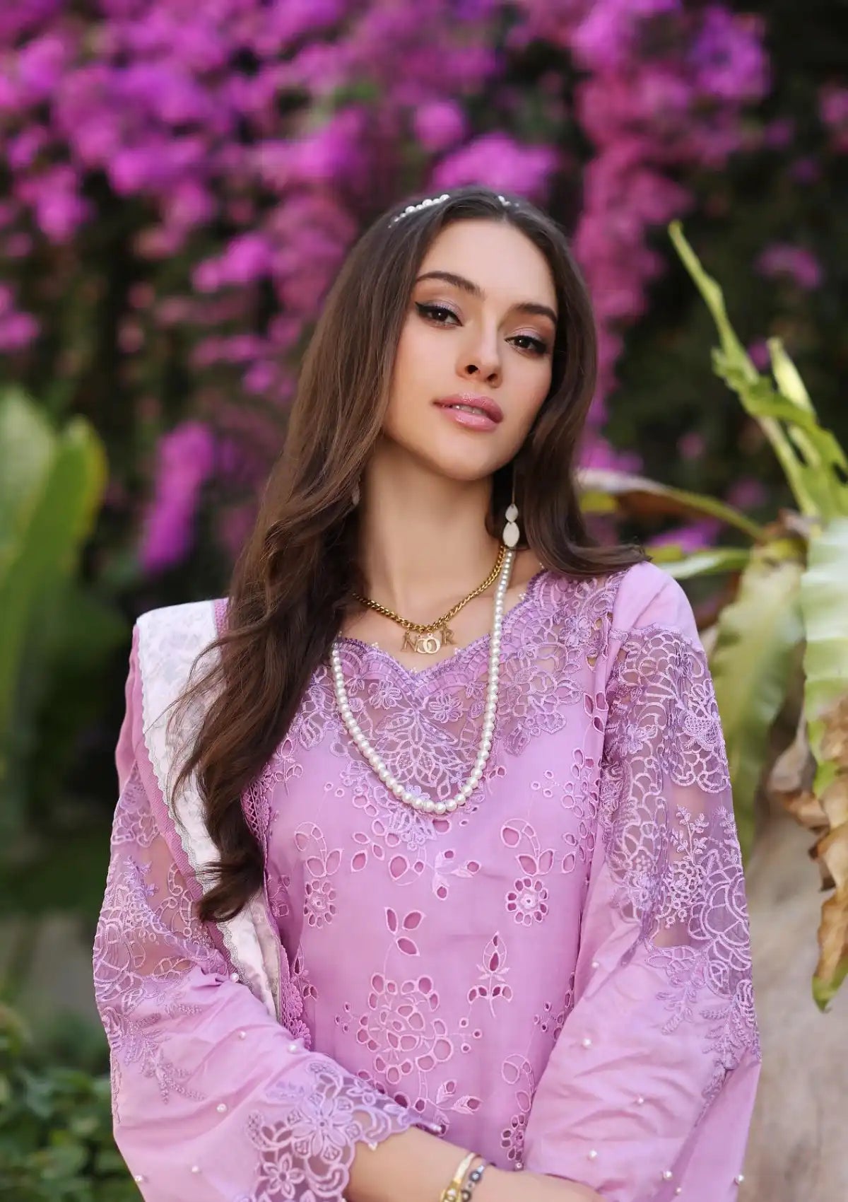 Noor Luxury Chikankari Lawn'24 D-09A - Mohsin Saeed Fabrics