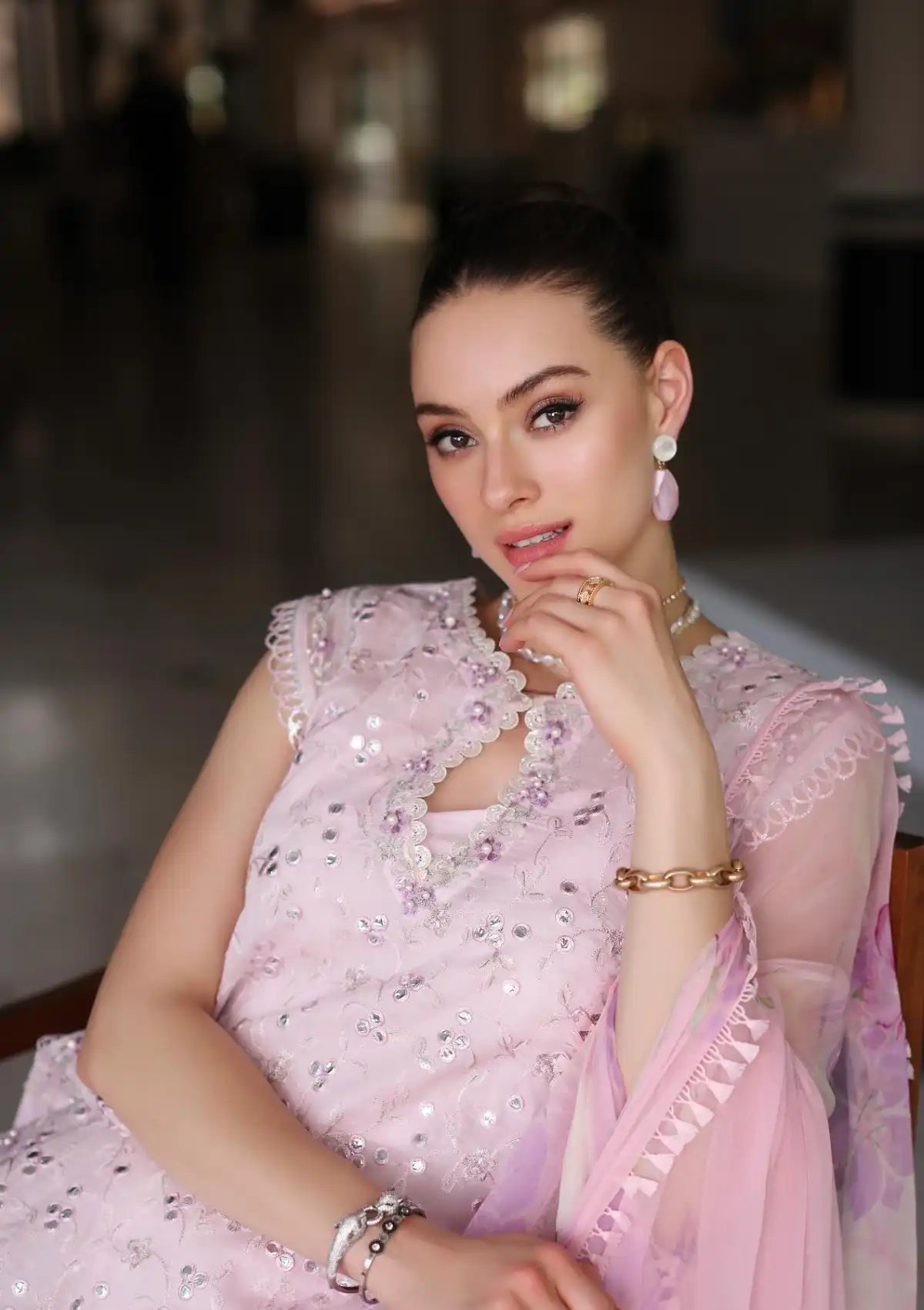 Noor Luxury Chikankari Lawn'24 D-11A - Mohsin Saeed Fabrics