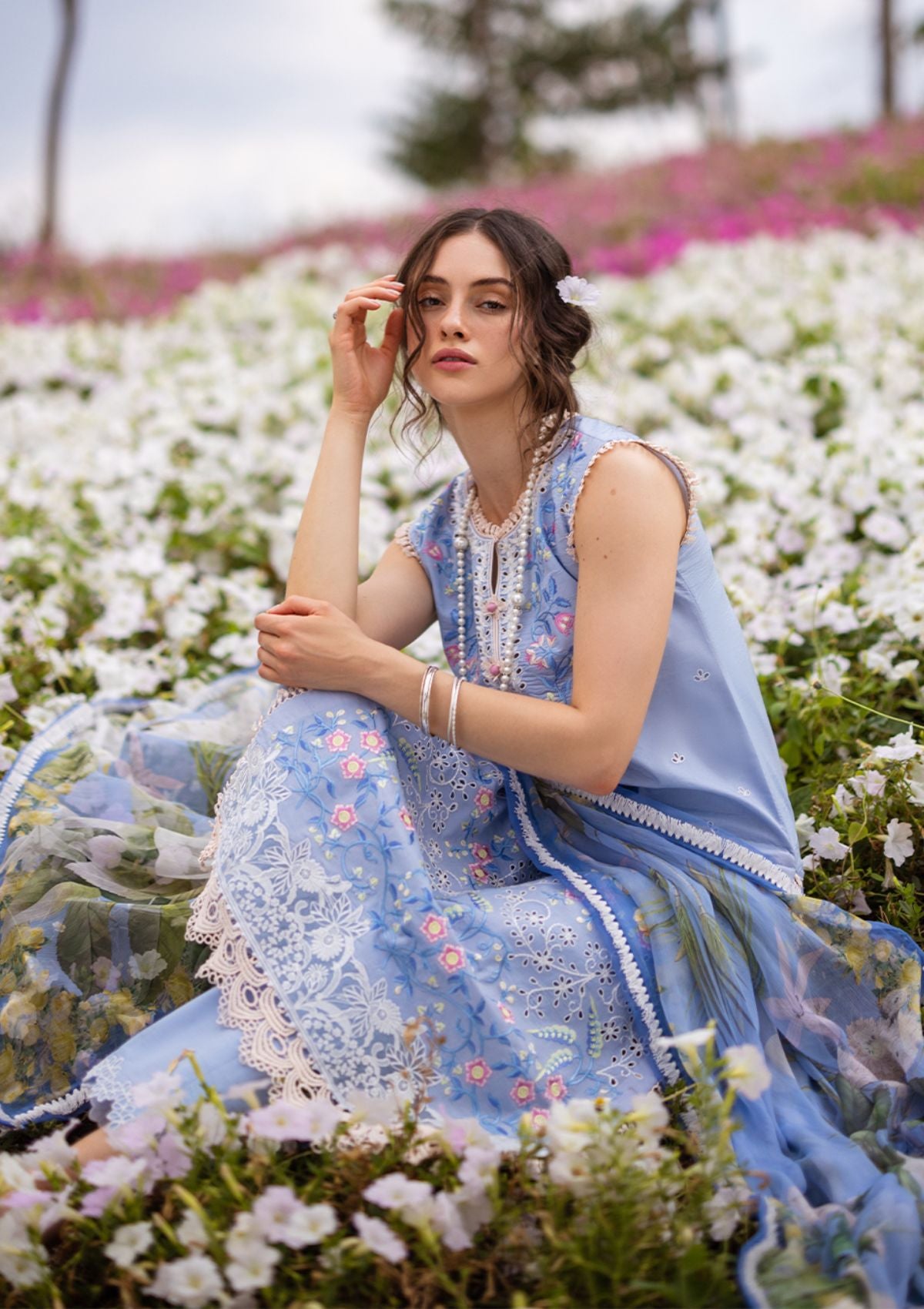 Mushq Hemline The Secret Garden'24 D-08A MYOSOTIS - Mohsin Saeed Fabrics