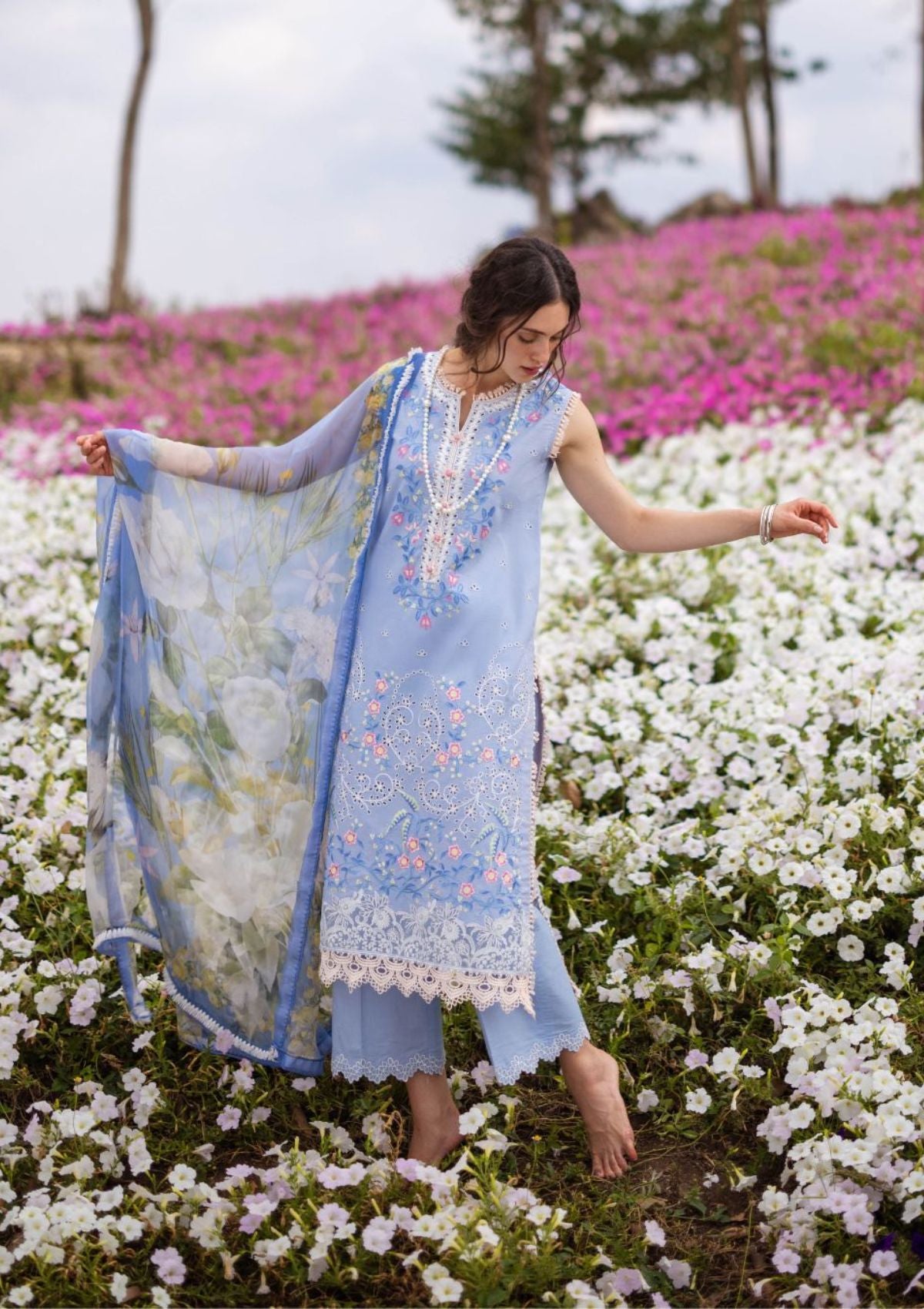 Mushq Hemline The Secret Garden'24 D-08A MYOSOTIS - Mohsin Saeed Fabrics