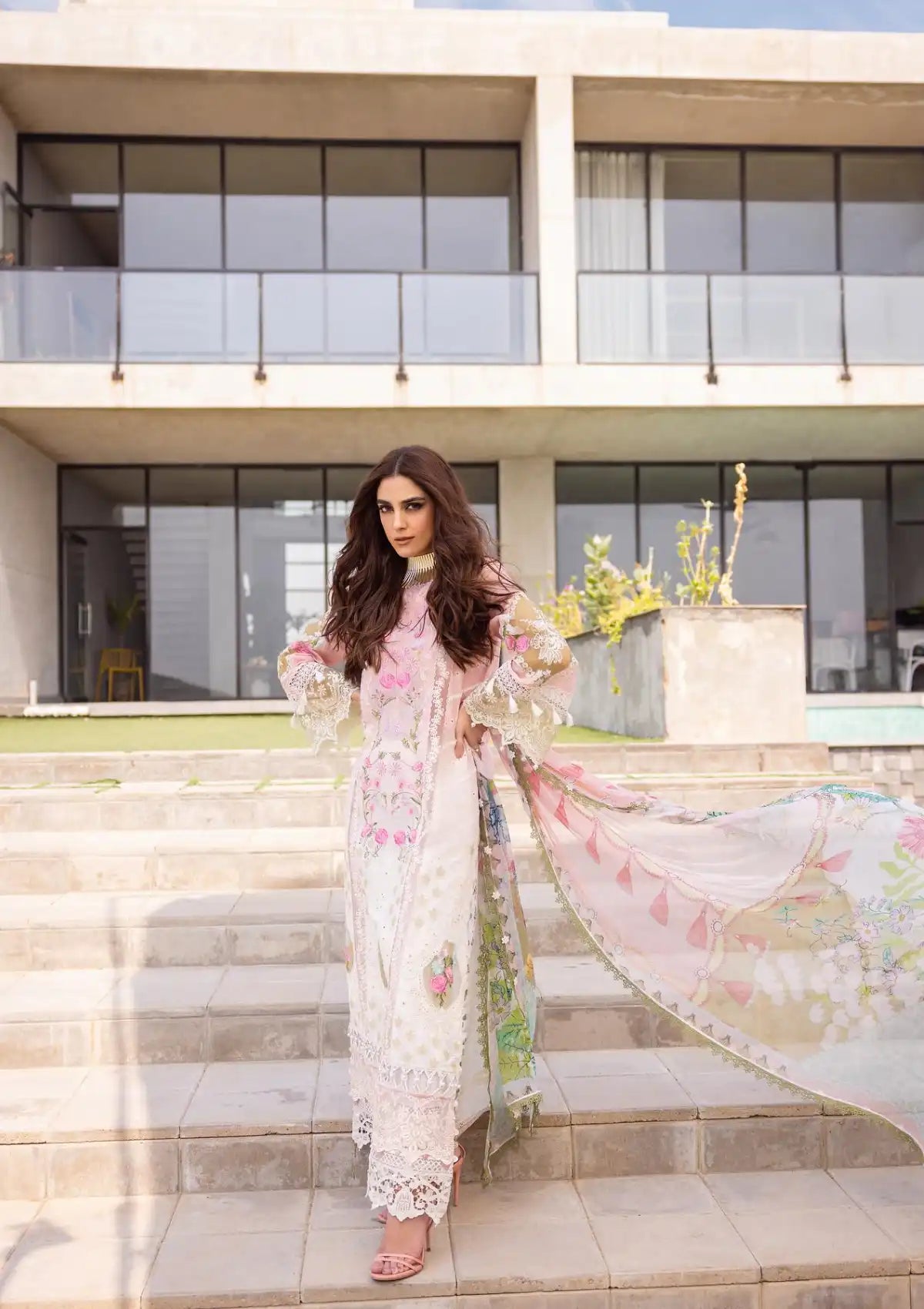 Saira Rizwan Luxury Lawn'24 SRLL-01 LAUREL - Mohsin Saeed Fabrics