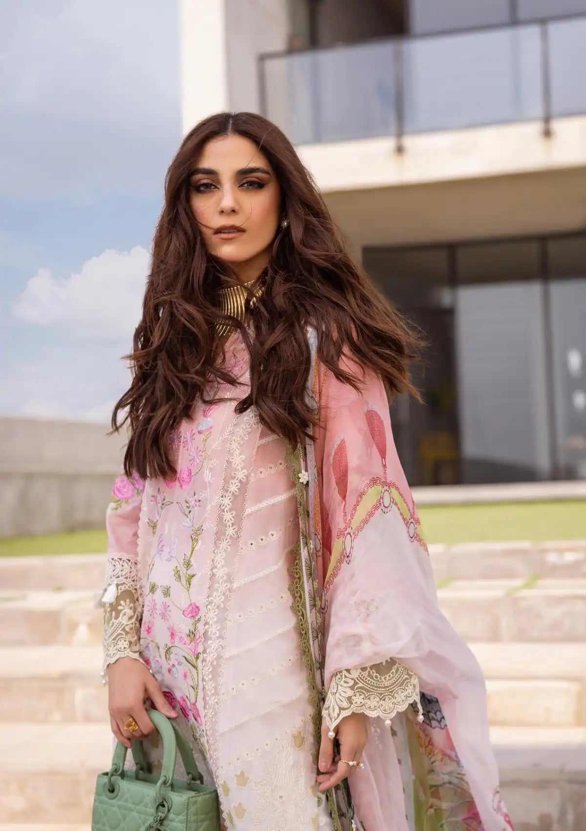 Saira Rizwan Luxury Lawn'24 SRLL-01 LAUREL - Mohsin Saeed Fabrics
