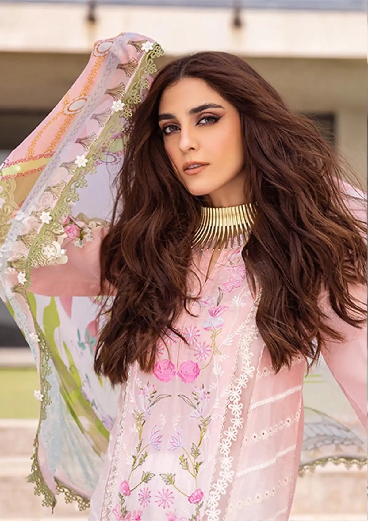 Saira Rizwan Luxury Lawn'24 SRLL-01 LAUREL - Mohsin Saeed Fabrics