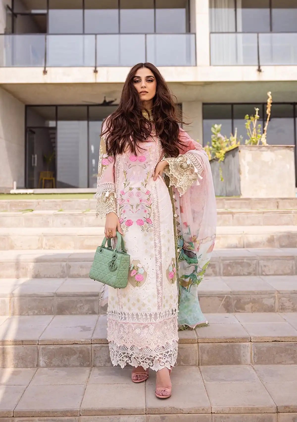 Saira Rizwan Luxury Lawn'24 SRLL-01 LAUREL - Mohsin Saeed Fabrics