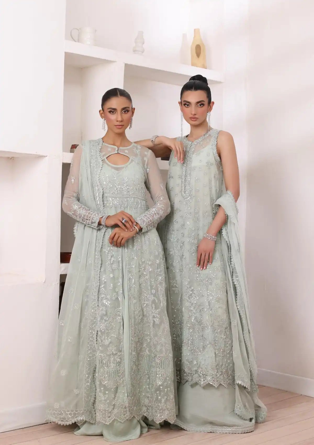 Noor by Saadia Asad Chiffon De Luxe'24 D-08 Sage