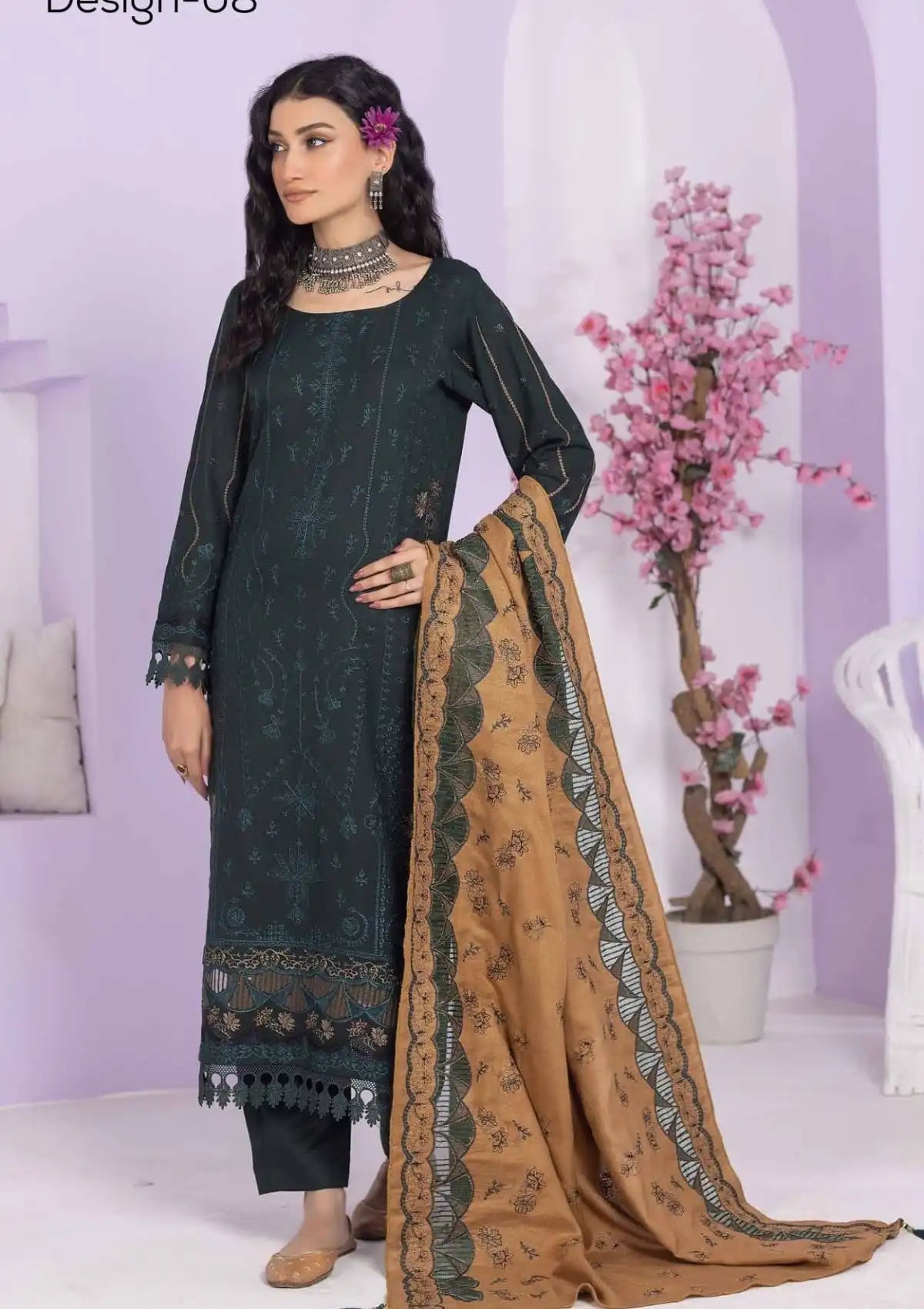 Zargul By Riaz Arts Peach Leather'24 D-08