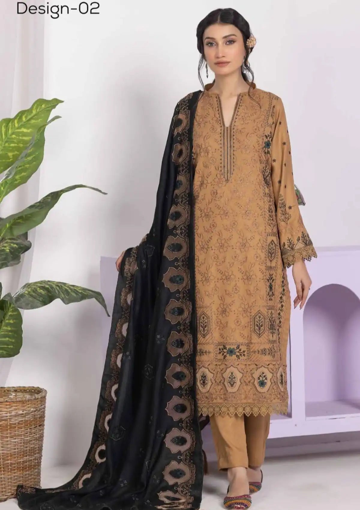 Zargul By Riaz Arts Peach Leather'24 D-02