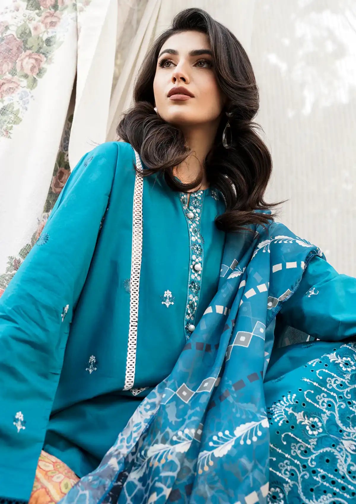 Safwa Skye Emb Lawn'24 Vol-01 SKY-08 - Mohsin Saeed Fabrics