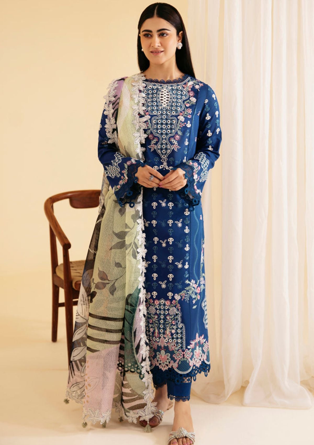 Qalamkar Qlinekari Luxury Lawn'24 SQ-08 ZEL - Mohsin Saeed Fabrics