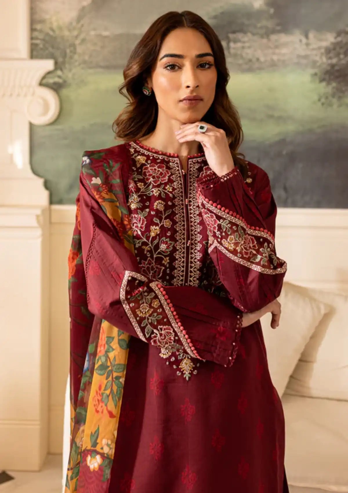 Farasha Seraya Emb Lawn'24 D-03 AMY - Mohsin Saeed Fabrics