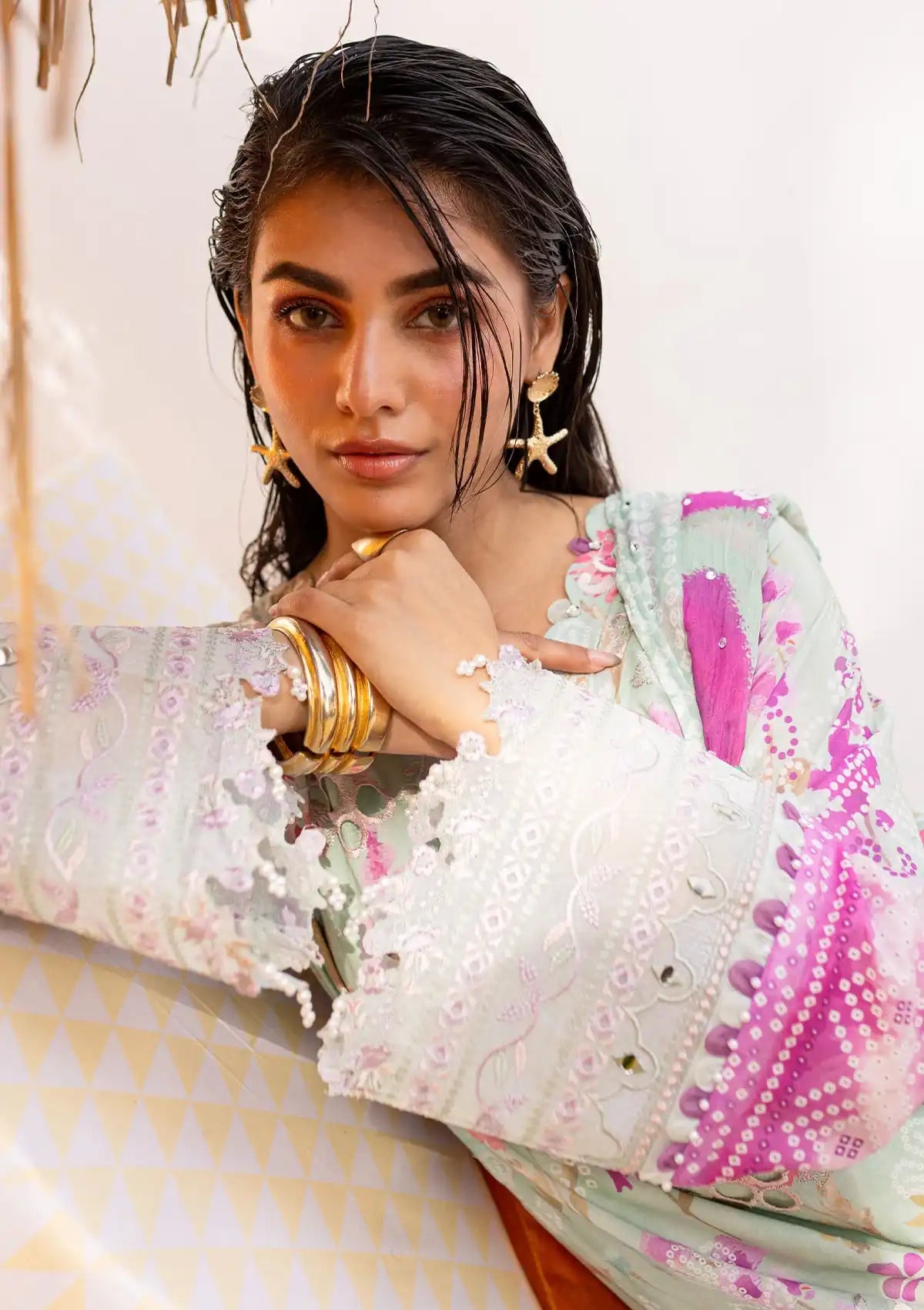 Nureh Gardenia Emb Lawn'24 NS-136-A - Mohsin Saeed Fabrics