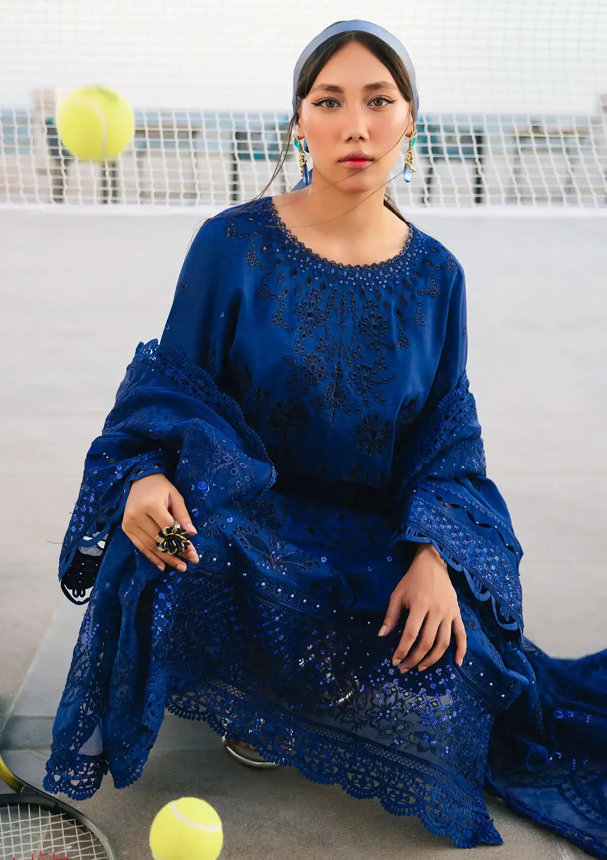 Nureh Eid Escape Luxury Lawn'24 NE-90 BLUME - Mohsin Saeed Fabrics