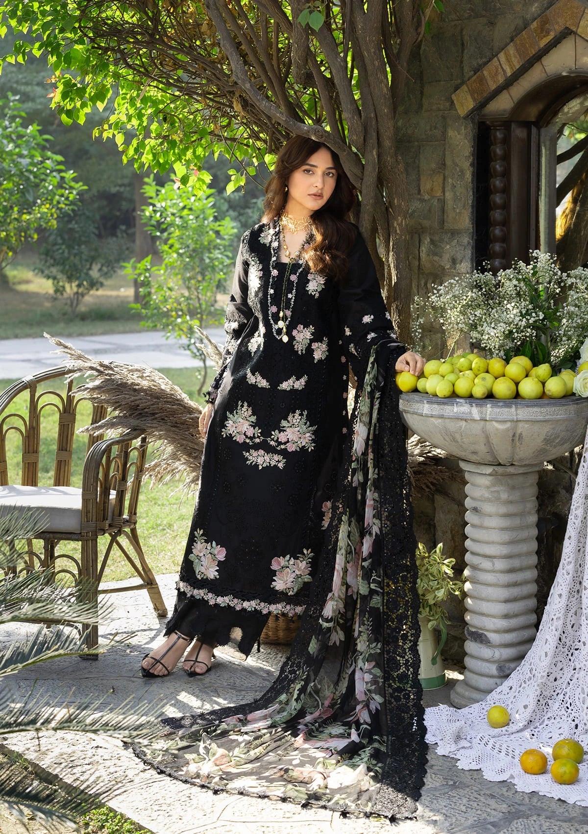 Elaf Luxury Lawn'26 ELY-2B MIDNIGHT BLOSSOM