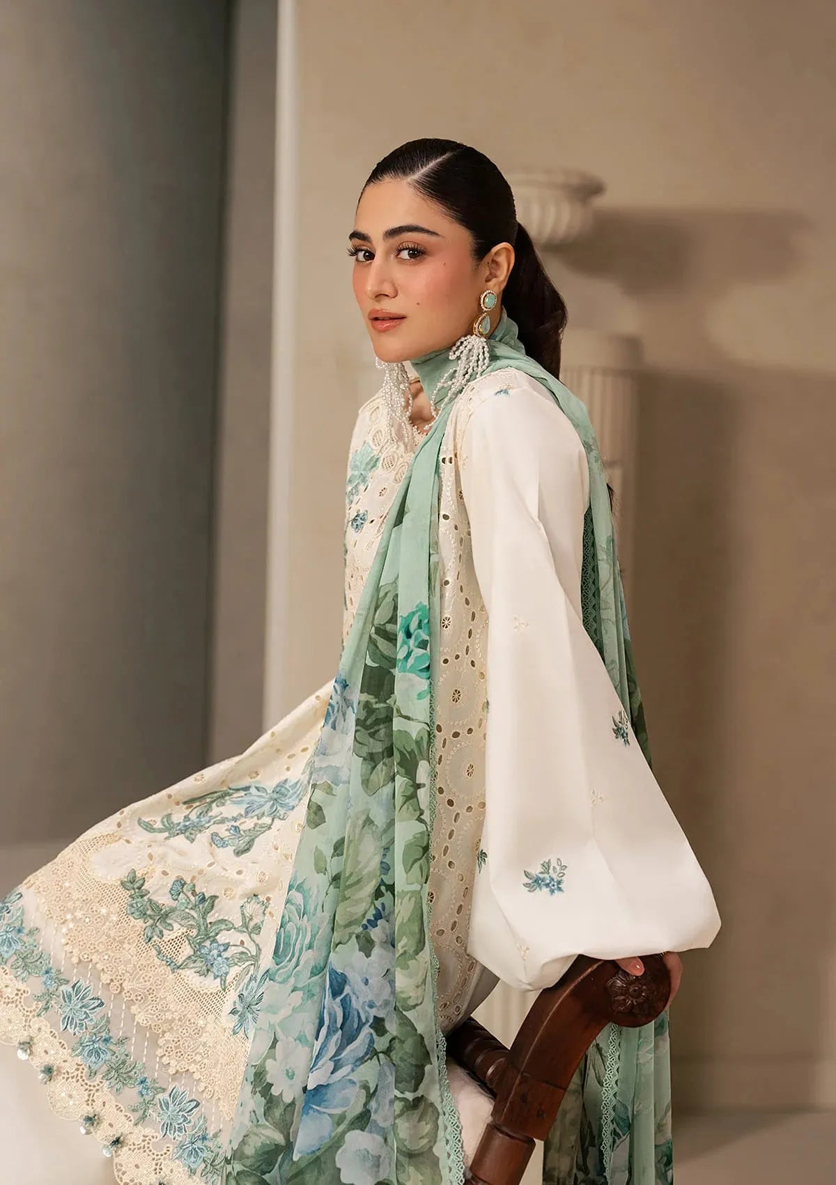 Elaf E-Craft Chikankari Lawn'26 EHC-1A VANILLA
