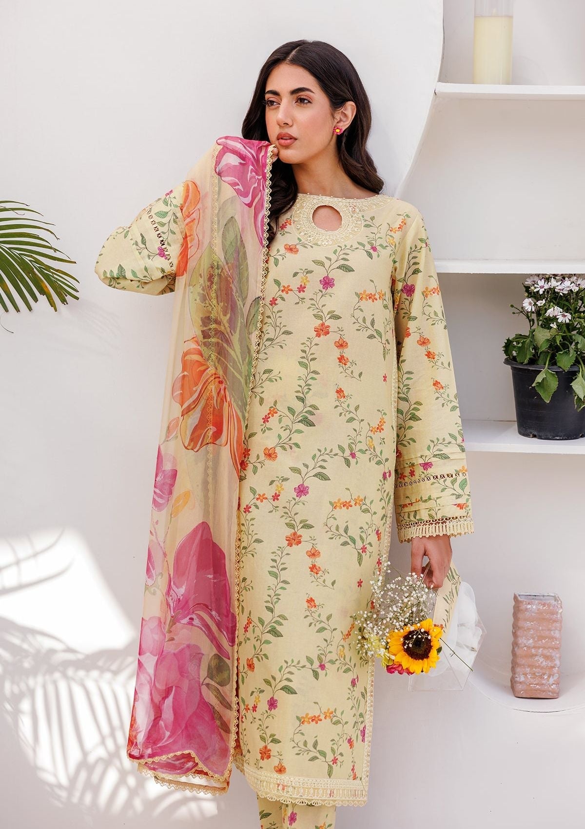 Farasha Printed Lawn'24 Pastel Gleam - Mohsin Saeed Fabrics