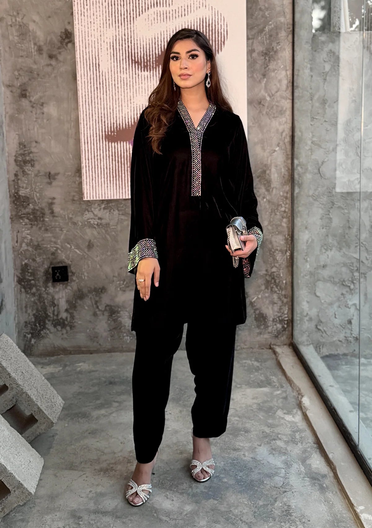 Sidra Fahad Velvet'25 SF - 294  Black