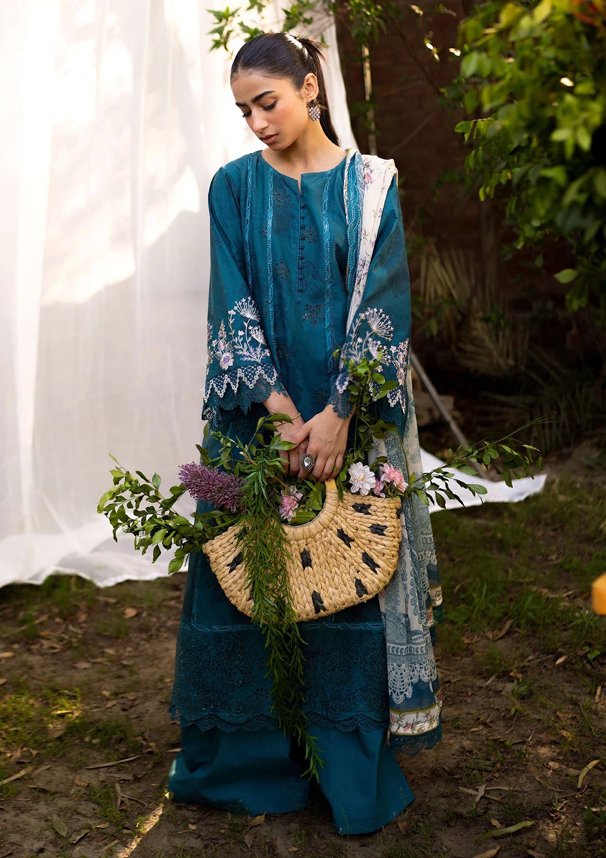 Neeshay Summer Lines Printkari'24 NP-05 Lagoon - Mohsin Saeed Fabrics