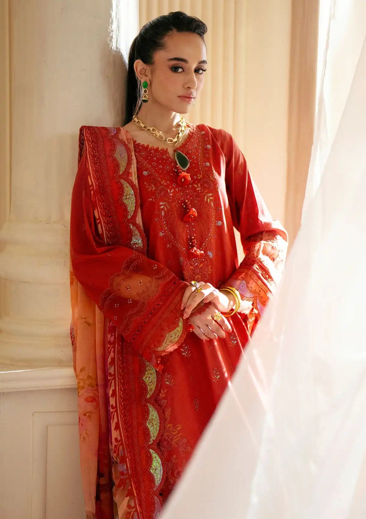 Nureh Maya Embroidered Lawn'24 NS-142 - Mohsin Saeed Fabrics